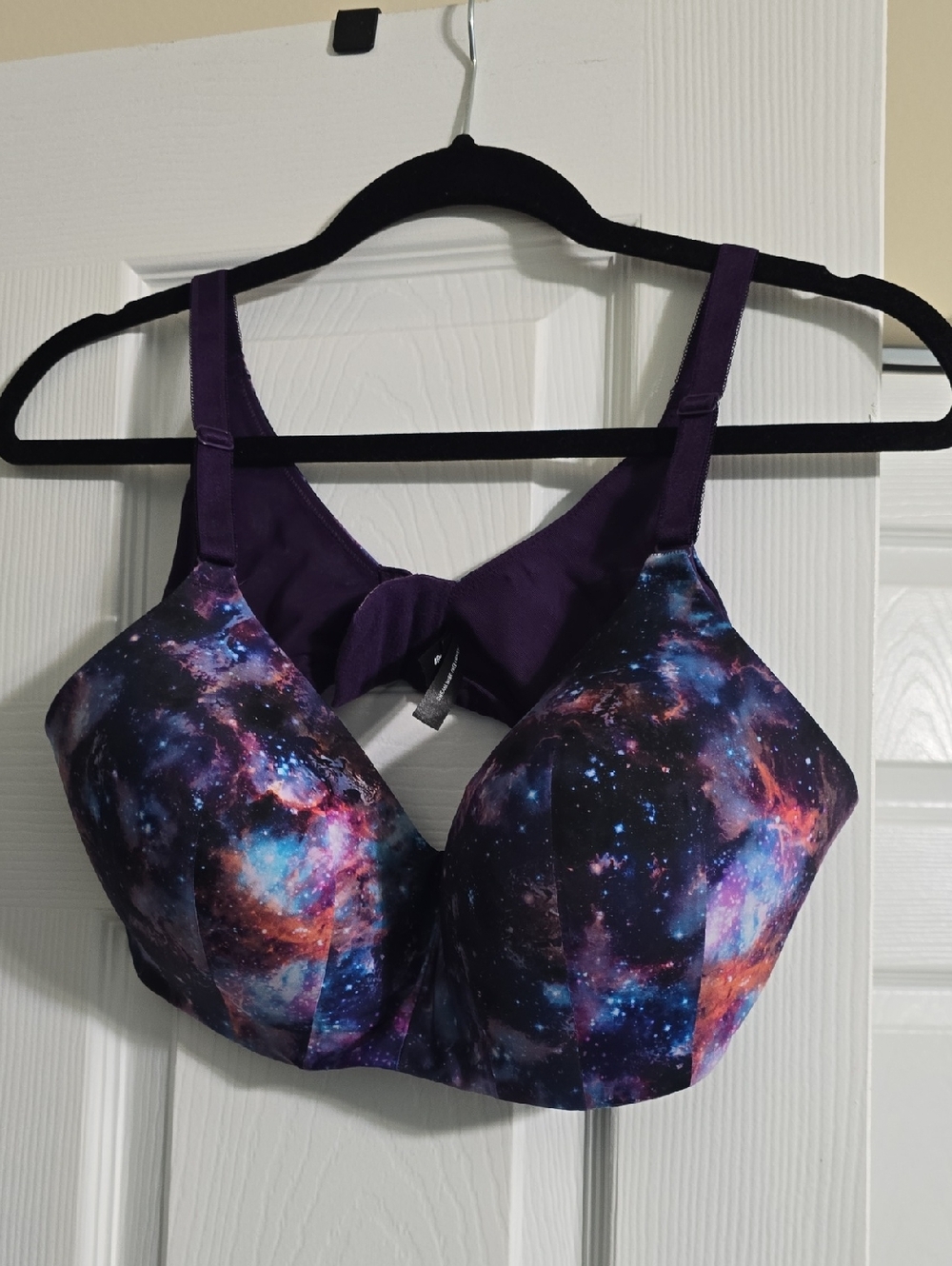 Galaxy Print Purple Adjustable-Strap Bra